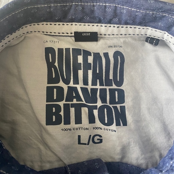 Buffalo David Bitton Men's Navy Jacquard Allover Houndstooth SS Button Shirt L - Picture 2 of 10